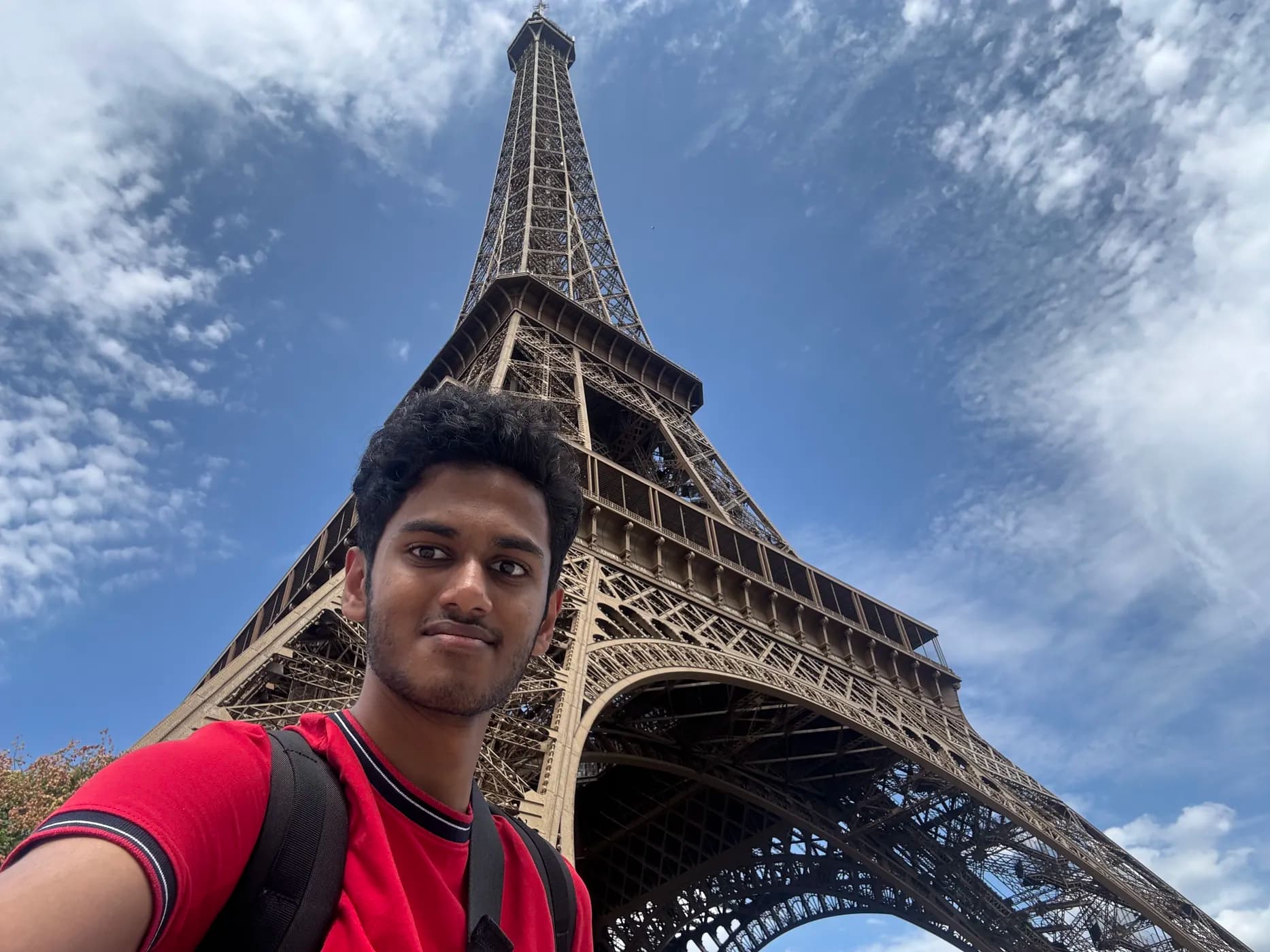 A selfie under the Eiffel Tower