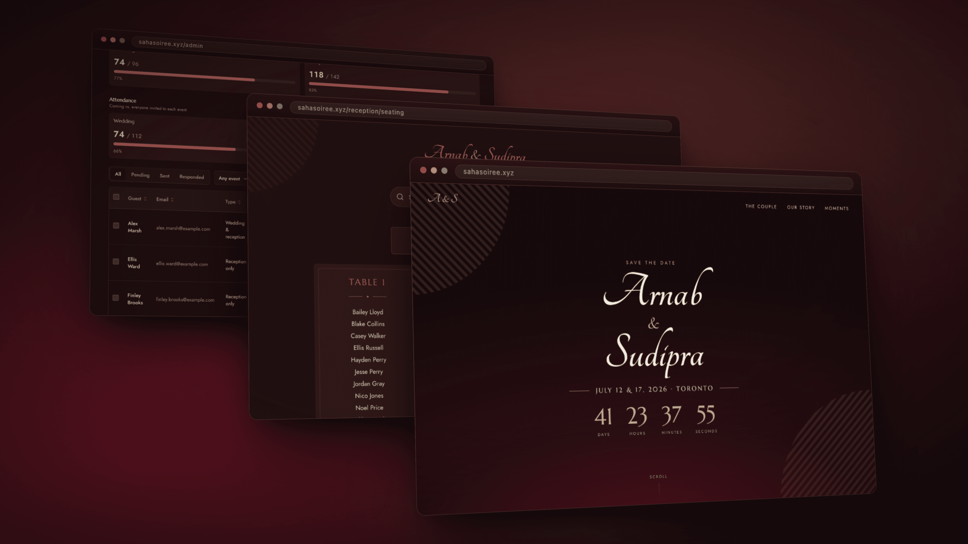 Cover page including various pages accessible through the platform